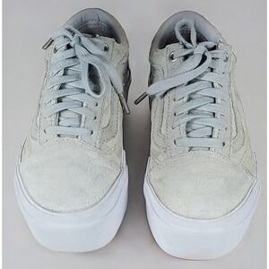 Vans Knu Skool Stack Women's Gray Platform Chunky Checkered Sneakers Sz 6.5